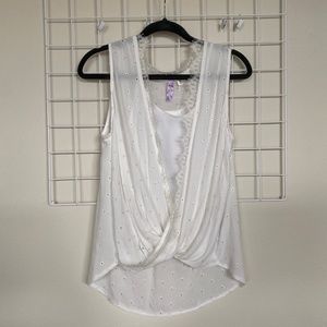 Alya Francescas White Eyelet Drape Front Top